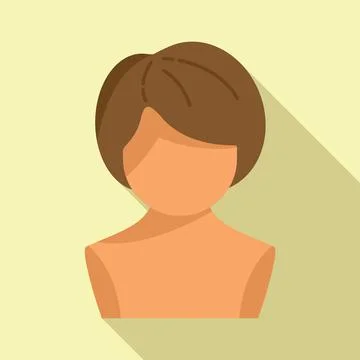 Back wig icon flat vector. Head style Stock Illustration