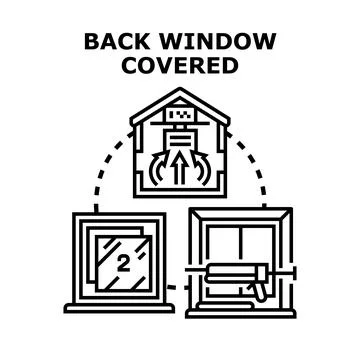 Back window covered protecting house from elements Stock Illustration