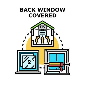 Back window covered protecting house from elements Stockillustratie