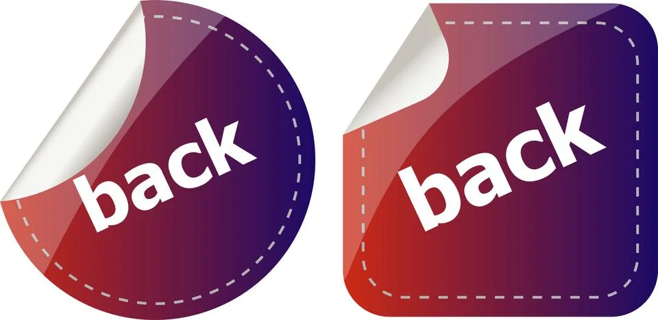 Back word on stickers button set, label Stock Illustration