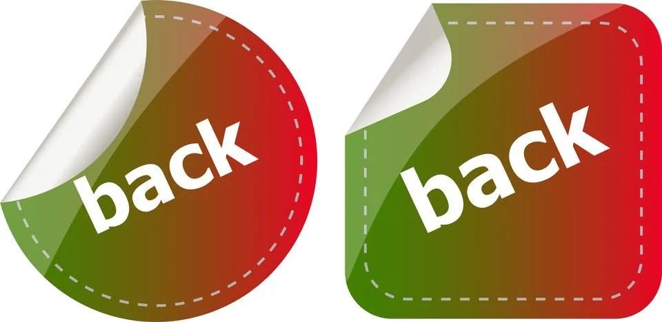 Back word on stickers button set, label Stock Illustration