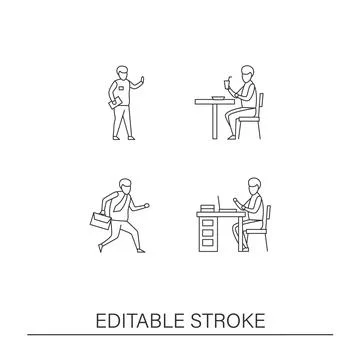 Back to work line icons set Stock Illustration