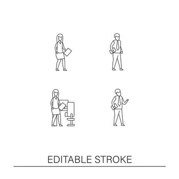Back to work line icons set Stock Illustration