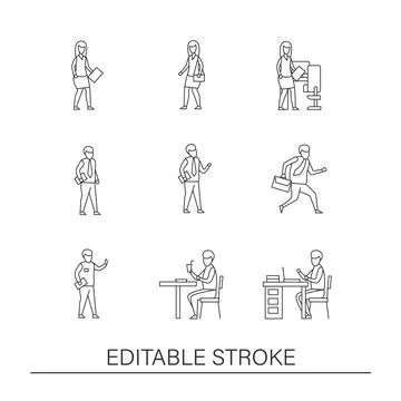 Back to work line icons set Stock Illustration