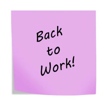 Back to work reminder post note isolated on white with clipping path Stock Illustration