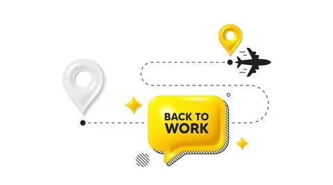 Back to work tag. Job offer. Journey path position 3d pin. Vector 스톡 일러스트