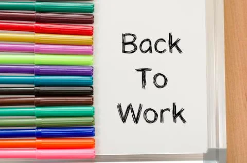Back to work text concept Stock Photos