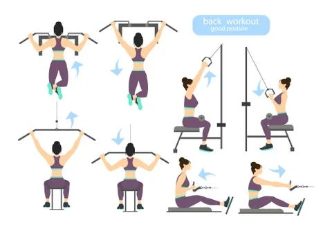 Back workout set. Stock Illustration