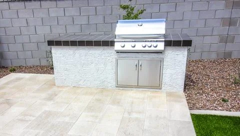 Back Yard Built-In BBQ And Work Station Stock Photos