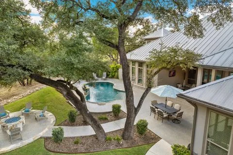 Back yard of a house Stock Photos