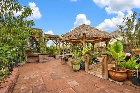 Back yard of a house Stock Photos
