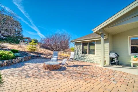 Back yard patio Stock Photos
