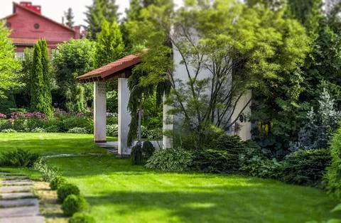 Back yard of a private house Stock Photos