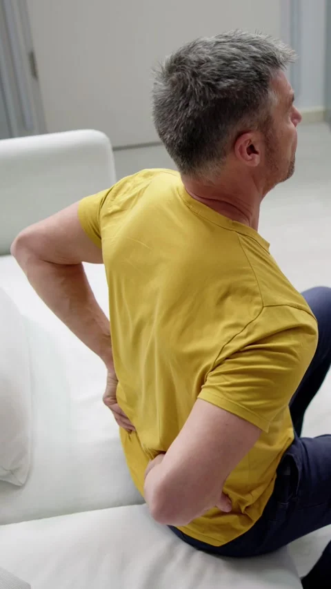 Backache And Backbone Ache. Orthopedic Couch Stock Footage 236424486