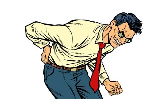 Backache low back pain. man health and medicine Stock Illustration