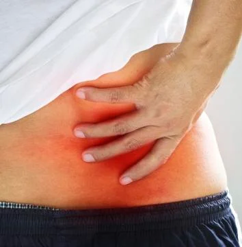 Backache, Pain in the lower back Stock-Fotos