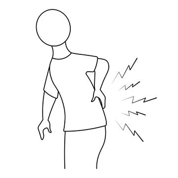 Backache. Sketch. Vector illustration. 스톡 일러스트