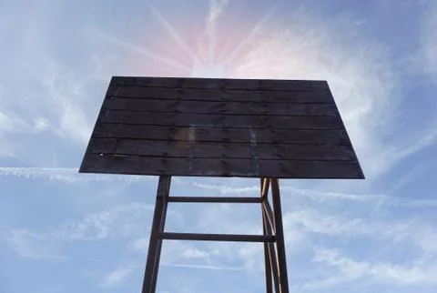 Backboard of basketball old and decayed. but It can not used. because hoop an Stock Photos