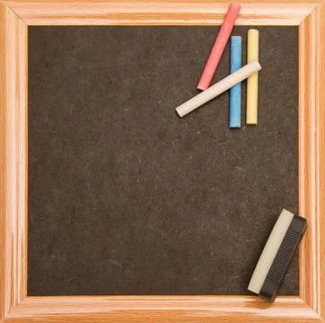 Backboard with chalks and board rubber Stock Photos