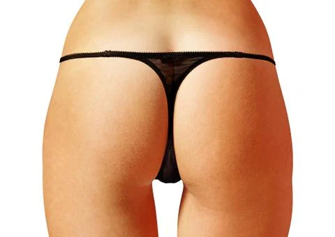 Backbone in black thong Stock Photos