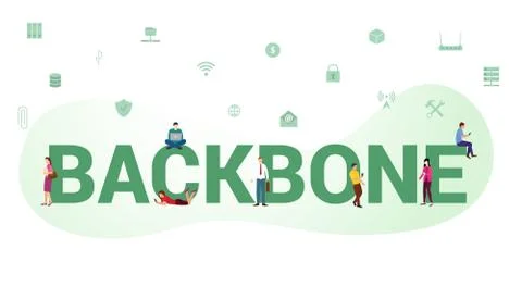 Backbone internet network high speed concept with big word or text and team p イラスト素材