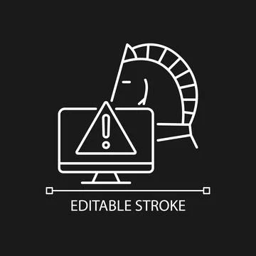 Backdoor trojan white linear icon for dark theme Illustrazione stock