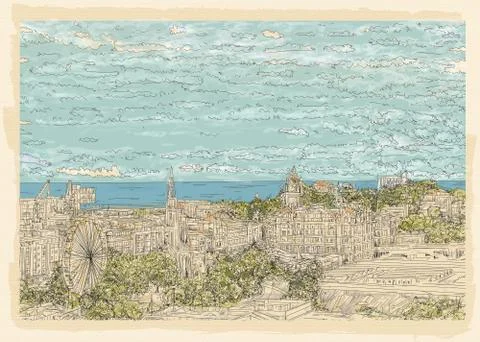 The backdrop of the Edinburgh landscape Stock Illustration