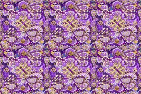Backdrop, fabric, gold wallpaper. Flat hand drawn vintage collection. Golden pat Stock Illustration