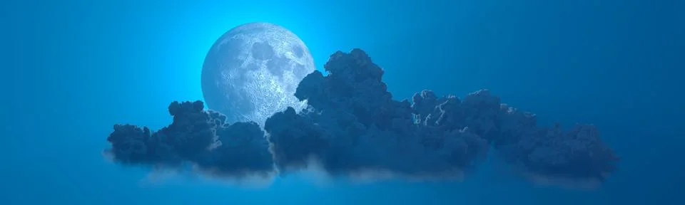 Backdrop - panoramic large clouds and moon - concept Stock Illustration