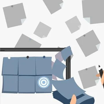 Backdrop Presenting Sticky Notes Hands Writing Paper Having Set Goals. Palms イラスト素材