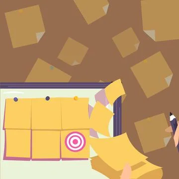 Backdrop Presenting Sticky Notes Hands Writing Paper Having Set Goals. Palms Stock Illustration