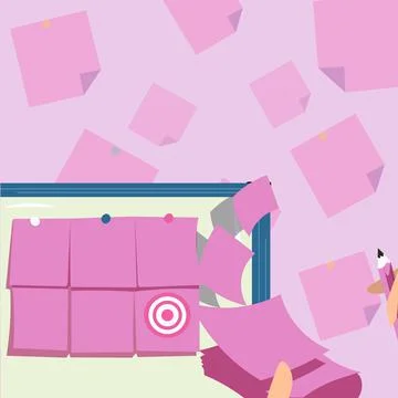 Backdrop Presenting Sticky Notes Hands Writing Paper Having Set Goals. Palms Stock Illustration