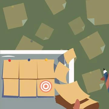 Backdrop Presenting Sticky Notes Hands Writing Paper Having Set Goals. Palms Stock Illustration