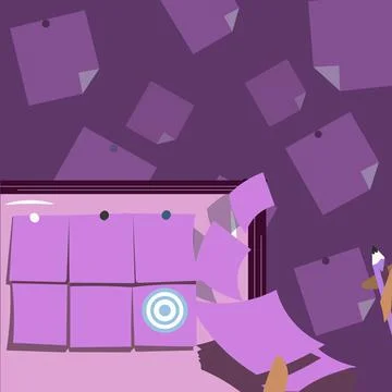 Backdrop Presenting Sticky Notes Hands Writing Paper Having Set Goals. Palms Illustrazione stock