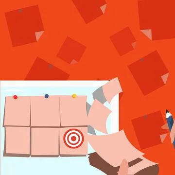 Backdrop Presenting Sticky Notes Hands Writing Paper Having Set Goals. Palms Illustrazione stock