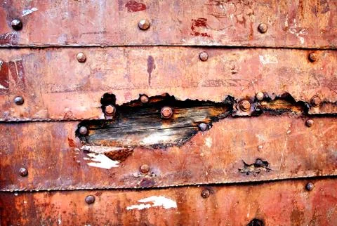Backdrop of rusty old metallic wall Stock Photos
