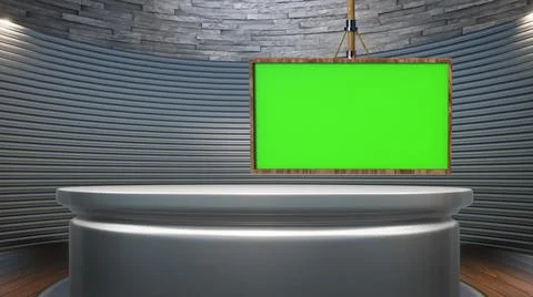 Backdrop For TV Shows .TV On Wall.3D Virtual News Studio Background Illustration