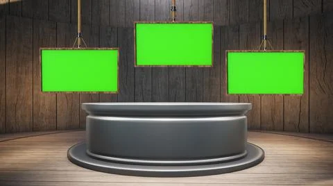 Backdrop For TV Shows .TV On Wall.3D Virtual News Studio Background Illustration