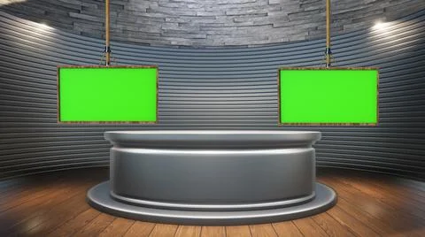 Backdrop For TV Shows .TV On Wall.3D Virtual News Studio Background Illustration