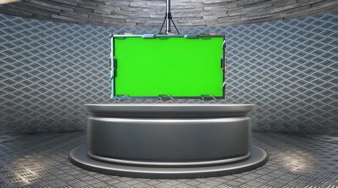 Backdrop For TV Shows .TV On Wall.3D Virtual News Studio Background Illustration