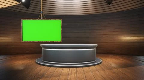 Backdrop For TV Shows .TV On Wall.3D Virtual News Studio Background Illustration