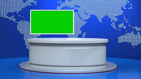 Backdrop For TV Shows .TV On Wall.3D Virtual News Studio Background Illustration