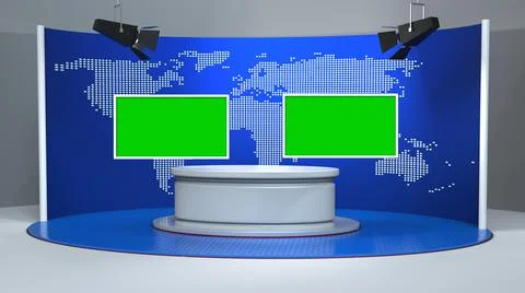 Backdrop For TV Shows .TV On Wall.3D Virtual News Studio Background Illustration