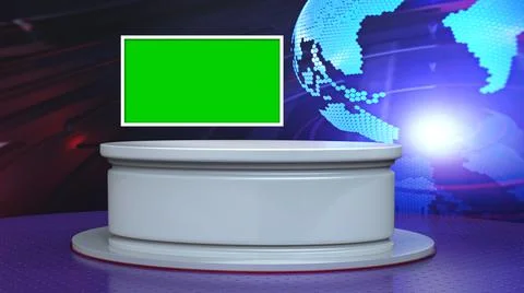 Backdrop For TV Shows .TV On Wall.3D Virtual News Studio Background Illustration