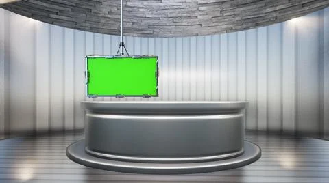 Backdrop For TV Shows .TV On Wall.3D Virtual News Studio Background Illustration