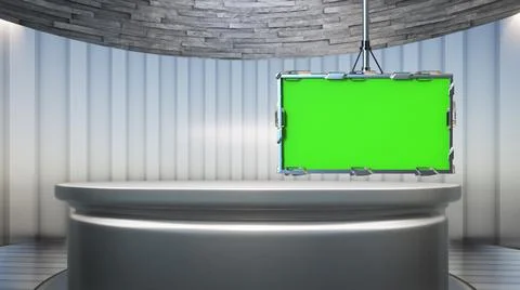 Backdrop For TV Shows .TV On Wall.3D Virtual News Studio Background Illustration