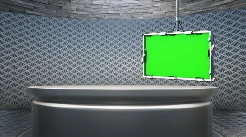Backdrop For TV Shows .TV On Wall.3D Virtual News Studio Background Illustration