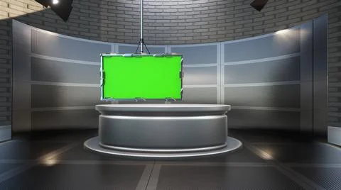 Backdrop For TV Shows .TV On Wall.3D Virtual News Studio Background Illustration