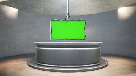 Backdrop For TV Shows .TV On Wall.3D Virtual News Studio Background Illustration