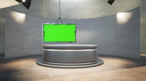 Backdrop For TV Shows .TV On Wall.3D Virtual News Studio Background Illustration